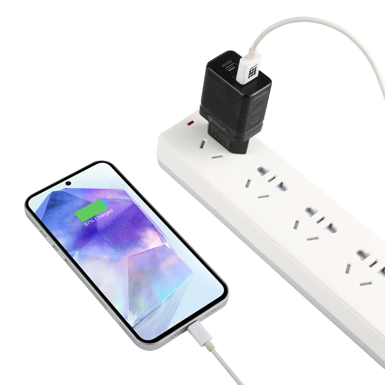 LZ-728 QC 3.0 USB + PD 20W USB-C / Type-C Fast Travel Charger, EU Plug(Black)