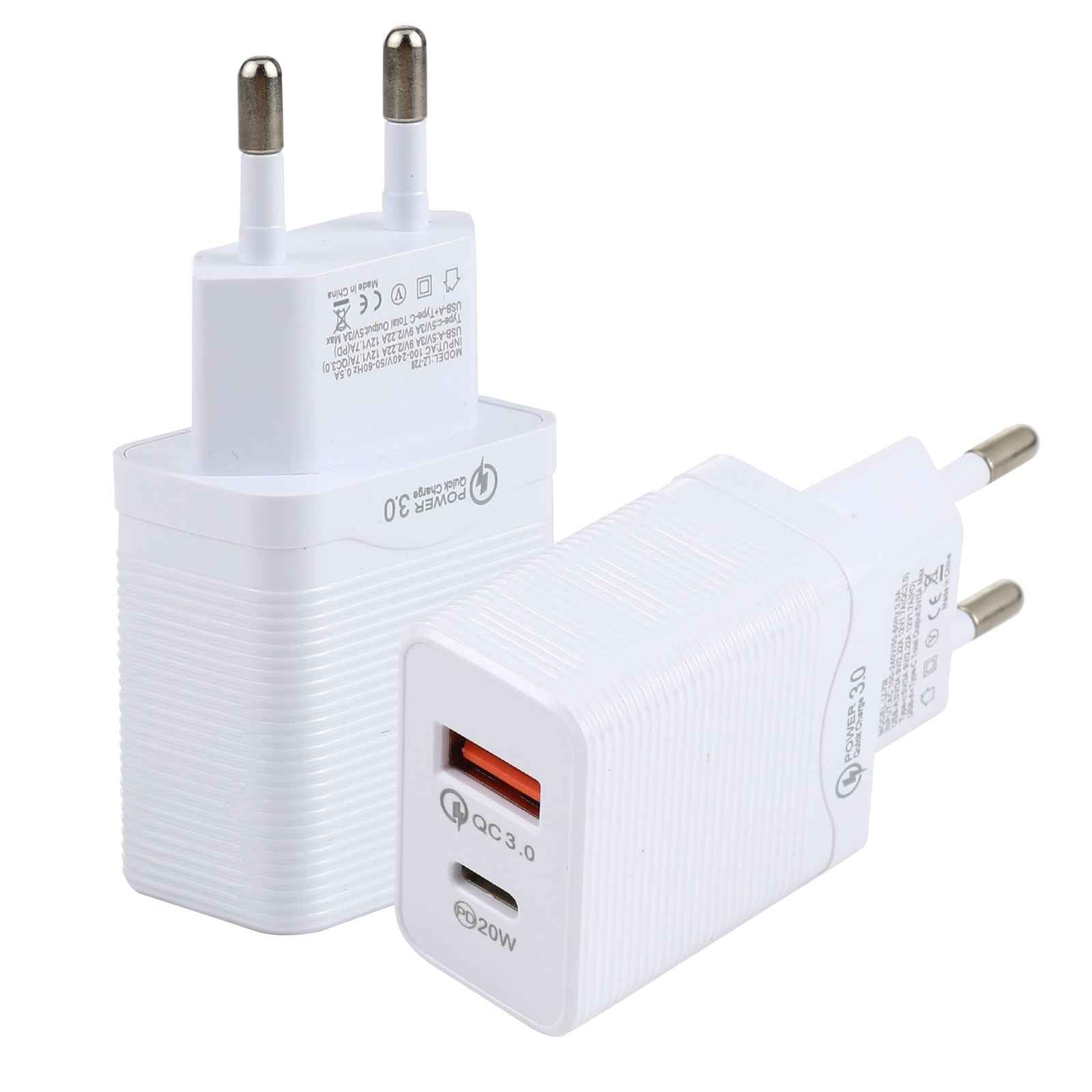Uniqbuy For LZ-728 QC 3.0 USB + PD 20W USB-C / Type-C Fast Travel Charger, EU Plug (White)