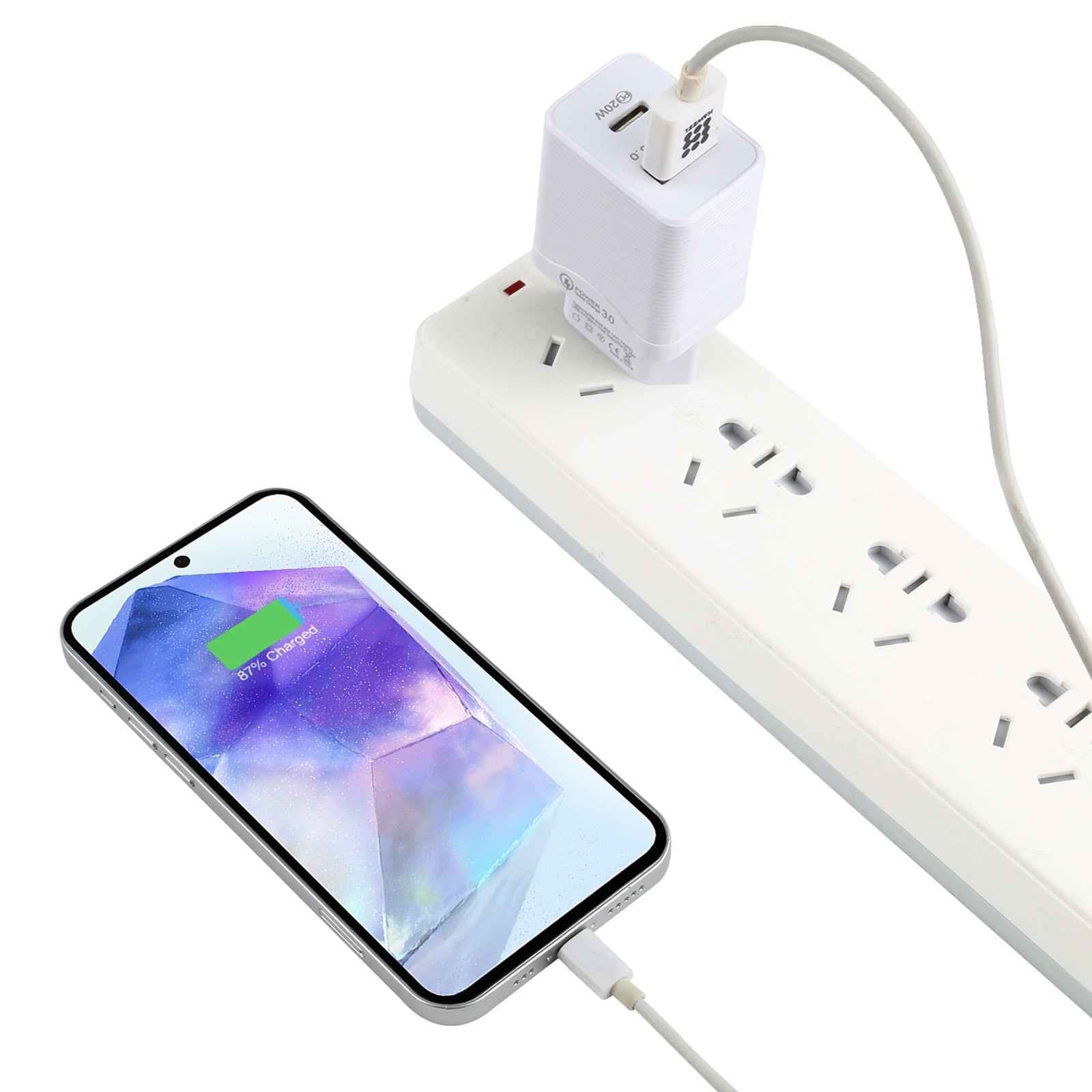 Uniqbuy For LZ-728 QC 3.0 USB + PD 20W USB-C / Type-C Fast Travel Charger, EU Plug (White)