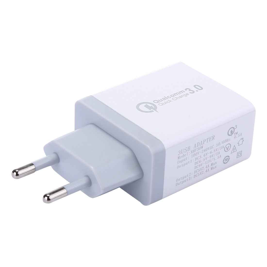 Uniqbuy For XHF30W 3 QC3.0 USB Fast Charging Wall Charger, EU Plug