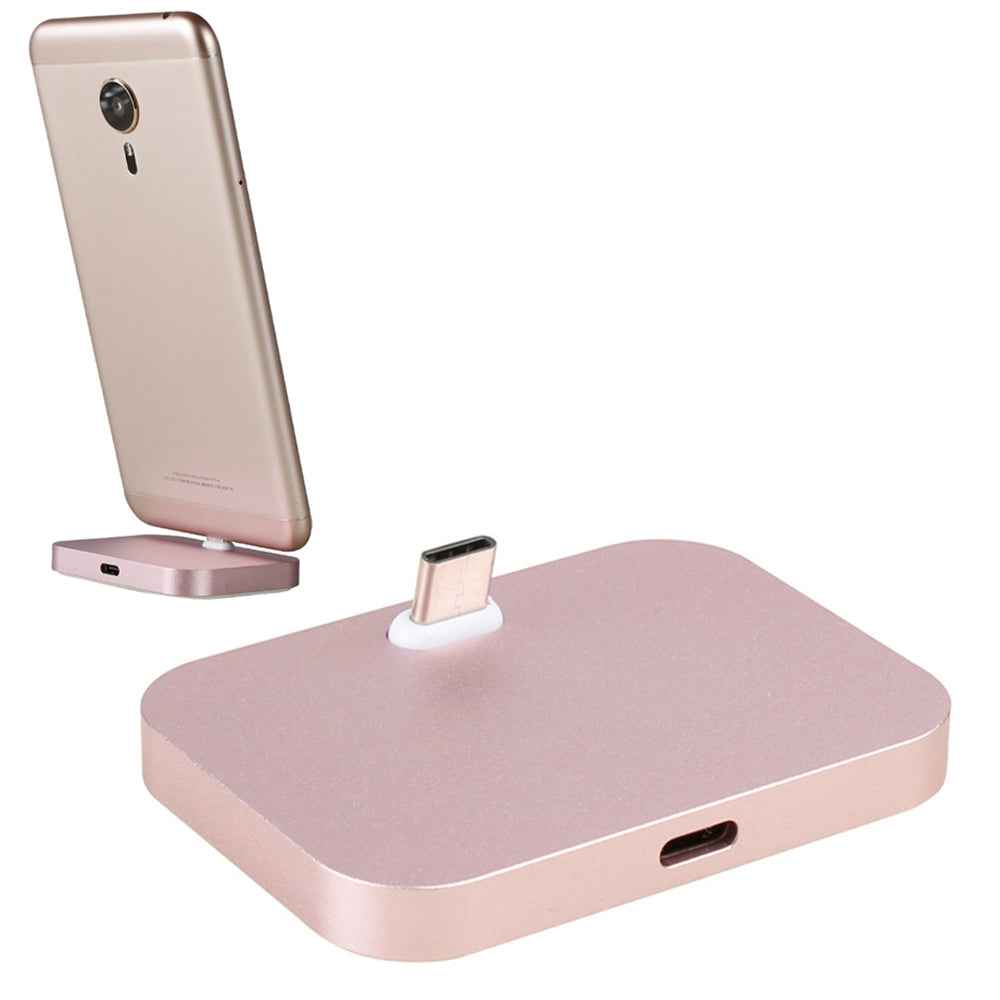 Uniqbuy For USB-C / Type-C Aluminum Alloy Desktop Station Dock Charger(Pink)