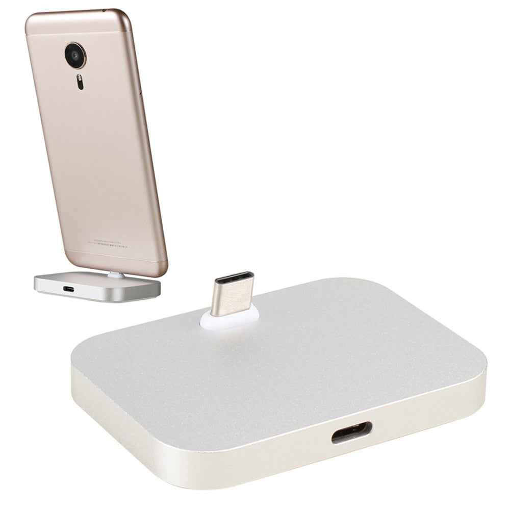 Uniqbuy For USB-C / Type-C Aluminum Alloy Desktop Station Dock Charger(Silver)