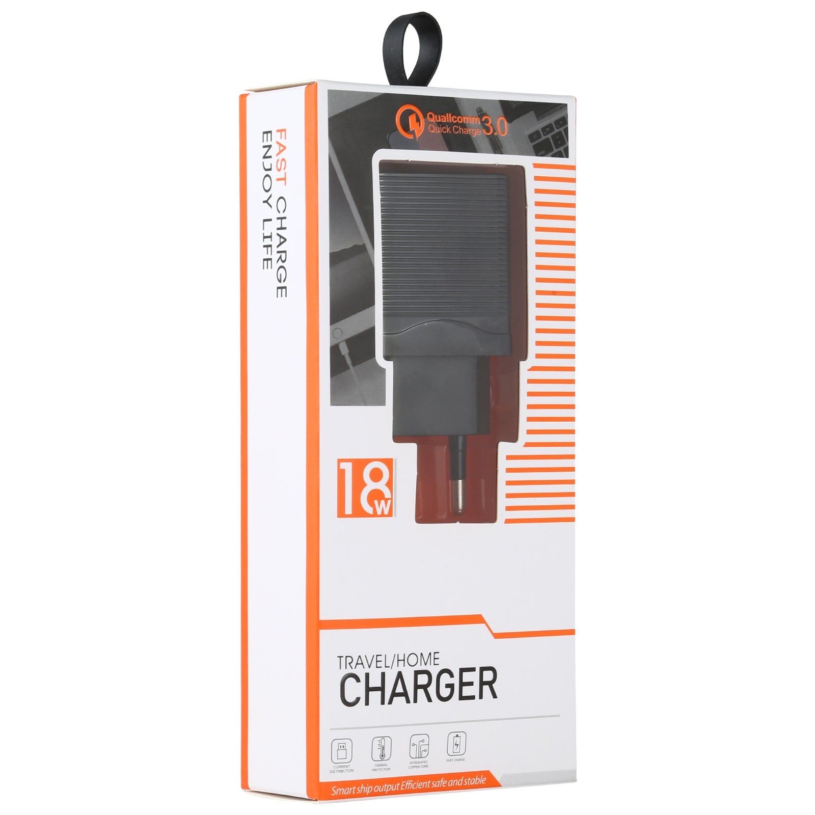 LZ-728 2 in 1 18W QC 3.0 USB Interface Travel Charger + USB to USB-C / Type-C Data Cable Set, EU Plug, Cable Length: 1m(Black)
