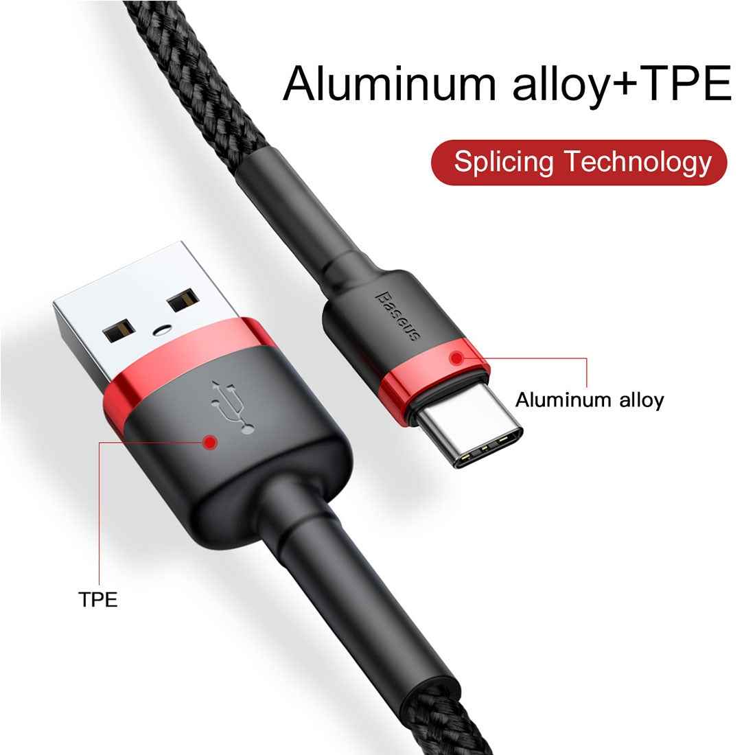 Uniqbuy For Baseus 2m 2A Max USB to USB-C / Type-C Data Sync Charge Cable(Red+Black)