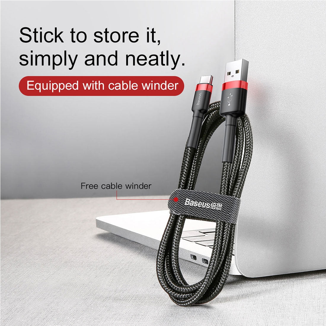 Baseus 2m 2A Max USB to USB-C / Type-C Data Sync Charge Cable(Red+Black)