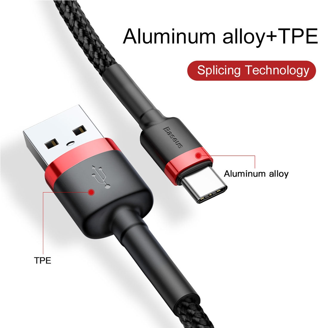 Baseus 1m 3A Max USB to USB-C / Type-C Data Sync Charge Cable(Black)