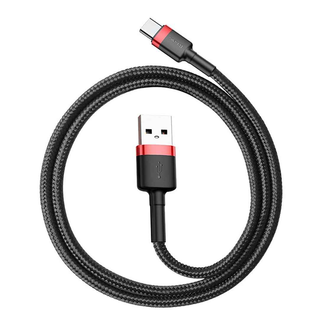 Uniqbuy For Baseus Kevlar 50cm 3A Max USB to USB-C / Type-C Data Sync Charge Cable(Red+Black)