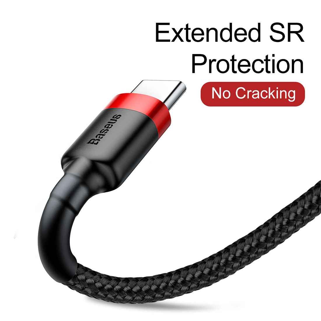 Uniqbuy For Baseus Kevlar 50cm 3A Max USB to USB-C / Type-C Data Sync Charge Cable(Red+Black)