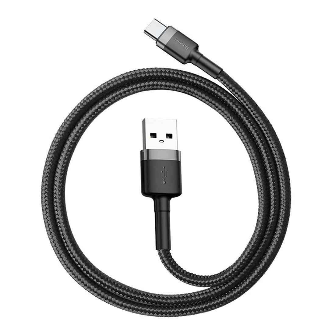 Uniqbuy For Baseus Kevlar 50cm 3A Max USB to USB-C / Type-C Data Sync Charge Cable(Grey+Black)