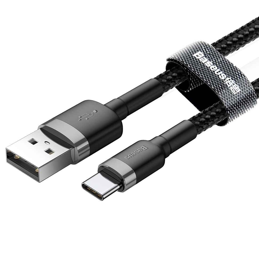Uniqbuy For Baseus Kevlar 50cm 3A Max USB to USB-C / Type-C Data Sync Charge Cable(Grey+Black)