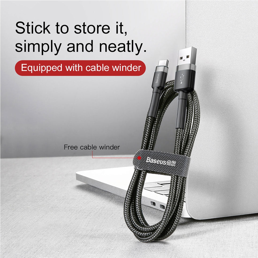 Baseus Kevlar 50cm 3A Max USB to USB-C / Type-C Data Sync Charge Cable(Grey+Black)