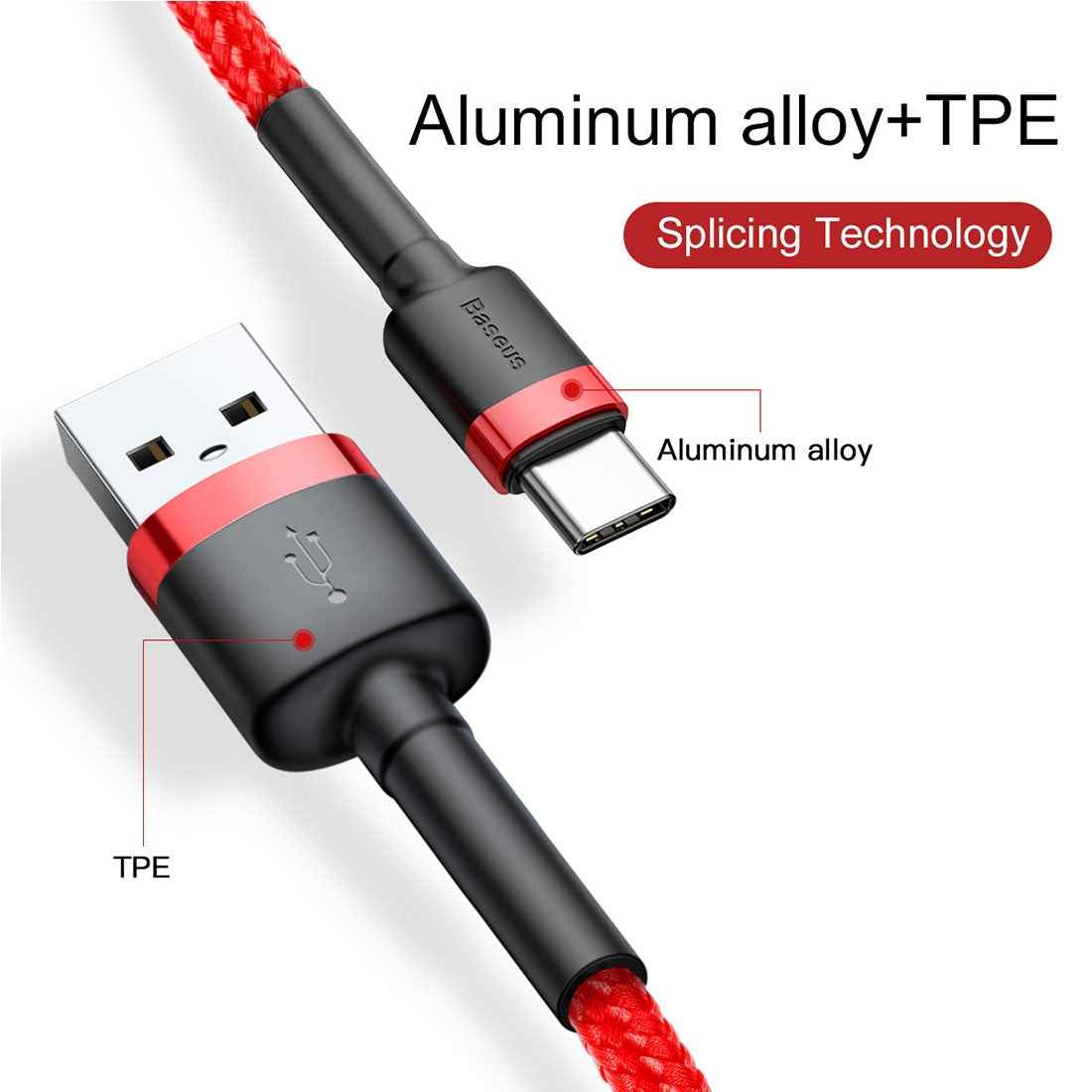 Uniqbuy For Baseus Kevlar 50cm 3A Max USB to USB-C / Type-C Data Sync Charge Cable(Red+Red)
