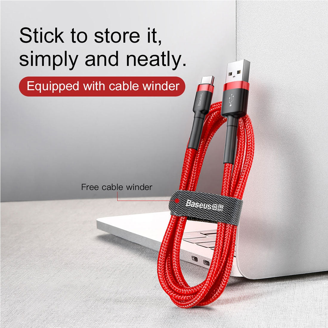 Baseus Kevlar 50cm 3A Max USB to USB-C / Type-C Data Sync Charge Cable(Red+Red)