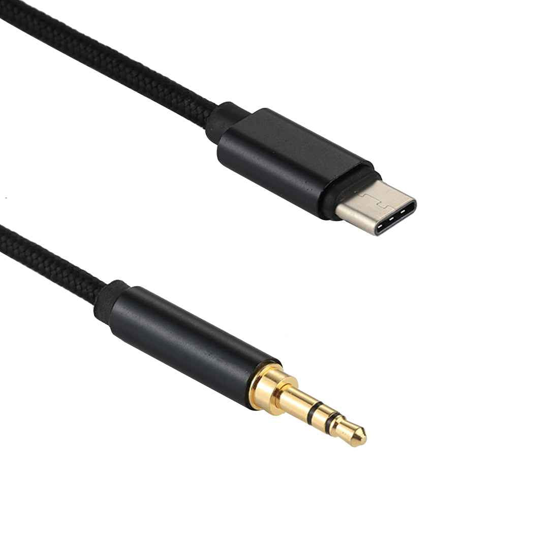 Uniqbuy For 1m Weave Style Type-C Male to 3.5mm Male Audio Cable(Black)