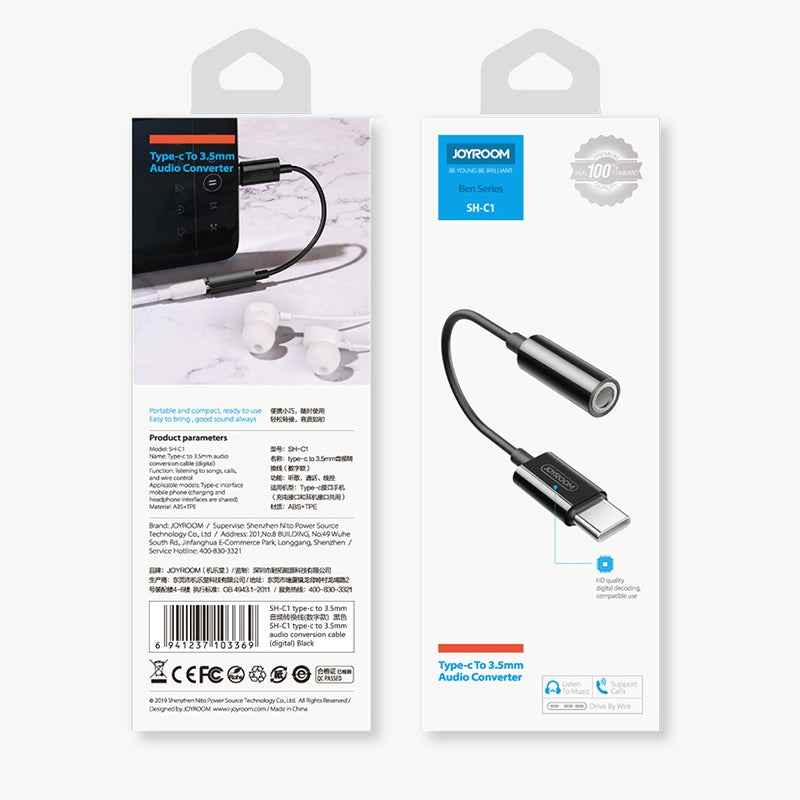 Uniqbuy For JOYROOM SH-C1 Type-C / USB-C to 3.5mm Digital Audio Converter Adapter (Black)