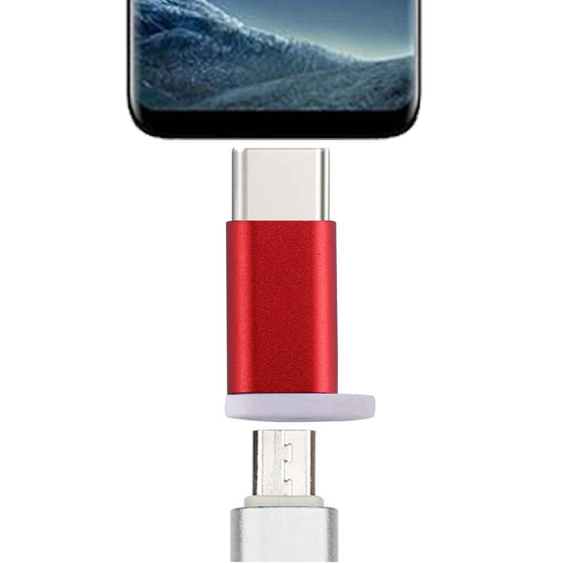 Uniqbuy For Type-C Male to Micro USB 2.0 Female Converter Adapter(Red)