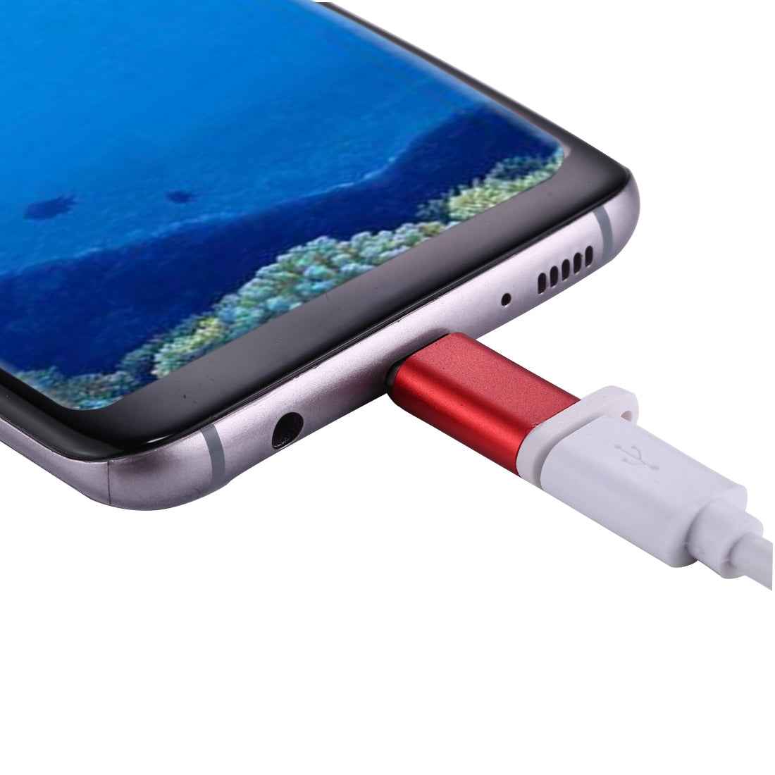 Uniqbuy For Type-C Male to Micro USB 2.0 Female Converter Adapter(Red)