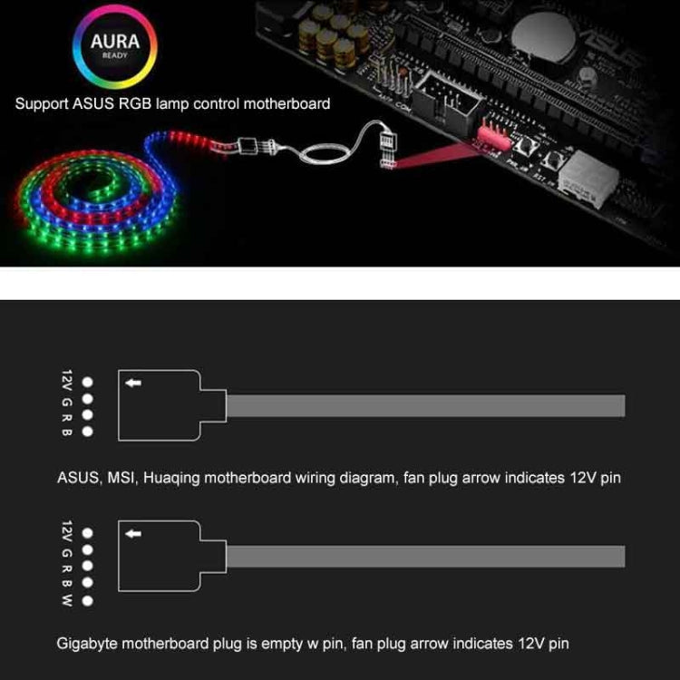 3 Pin 5V 1 to 2 Motherboard AURA RGB PC Cooling Extension Cable for Asus(Black)