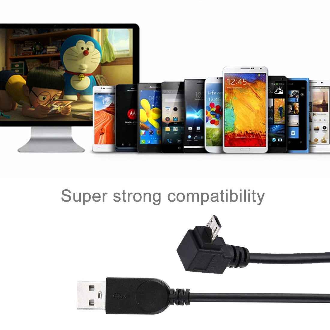 Uniqbuy For 28cm 90 Degree Angle Elbow Micro USB to USB Data / Charging Cable, For Galaxy, Huawei, Xiaomi, LG, HTC and other Smart Phones