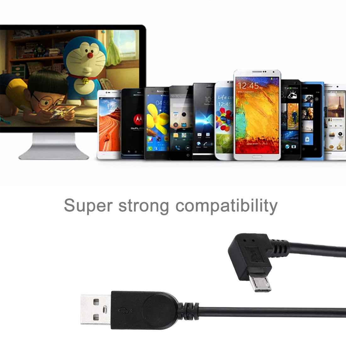 Uniqbuy For 28cm 90 Degree Angle Right Micro USB to USB Data / Charging Cable, For Galaxy, Huawei, Xiaomi, LG, HTC and other Smart Phones