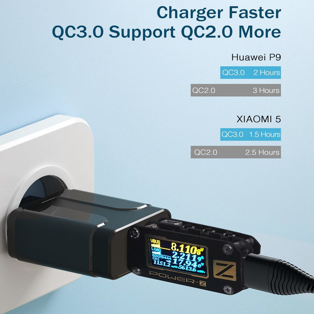 Portable QC3.0 18W USB Port Universal Quick Charging Charger, EU Plug(Black)