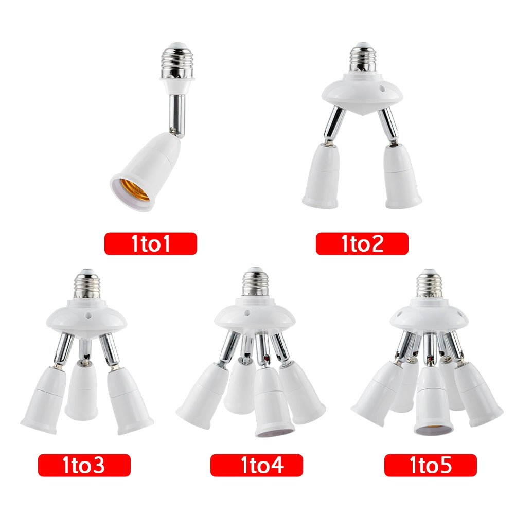 E27 to E27 Splitter Adjustable LED Light Bulb Holder Adapter Converter Socket Light Bulb Holder, type:5 In 1