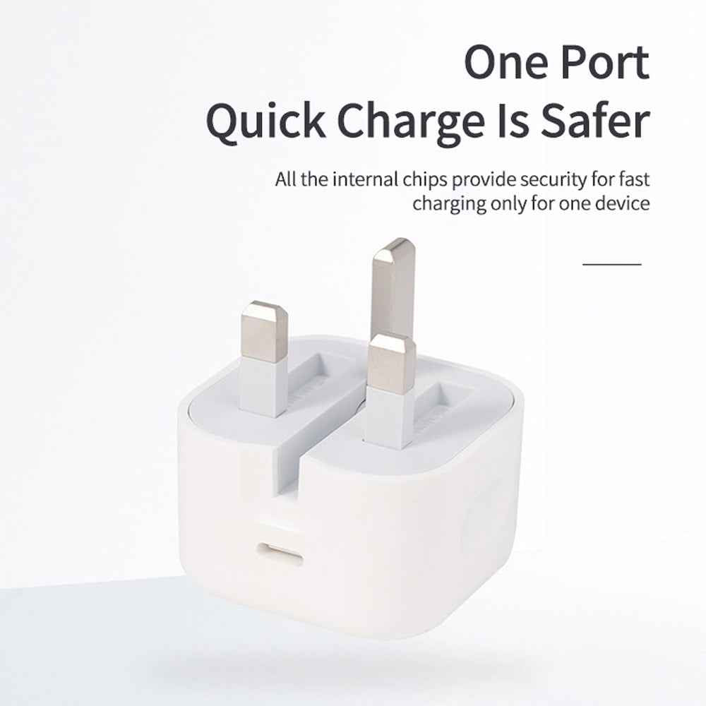 Uniqbuy For A2344 20W PD 3.0 Type-C / USB-C Folding Travel Charger + USB-C / Type-C to Type-C Fast Charging Data Cable Set, UK Plug, Length: 2m