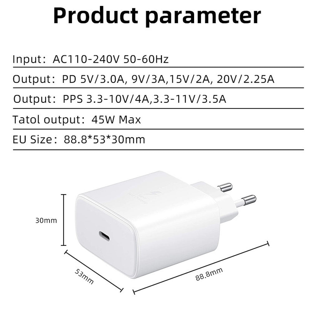 M135 45W USB-C / Type-C Port Fast Charger, EU Plug(White)