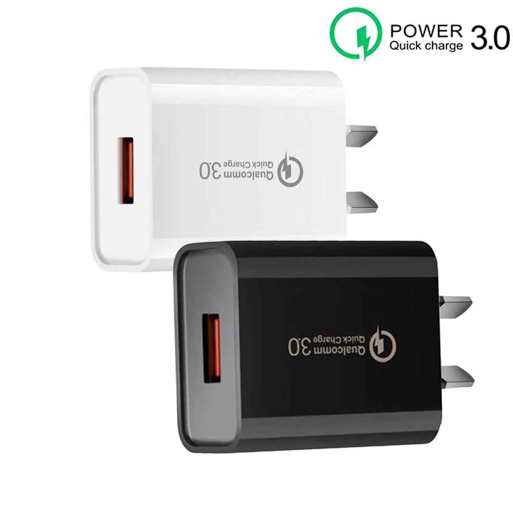 Uniqbuy For CA-25 QC3.0 USB 3A Fast Charger with 1m USB to Type-C Data Cable, AU Plug(White)