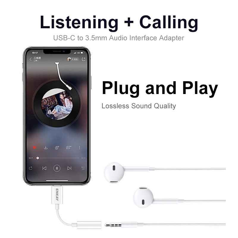 Uniqbuy For USB-C / Type-C to 3.5mm Aux Adapter Digital Decoding Audio Cable