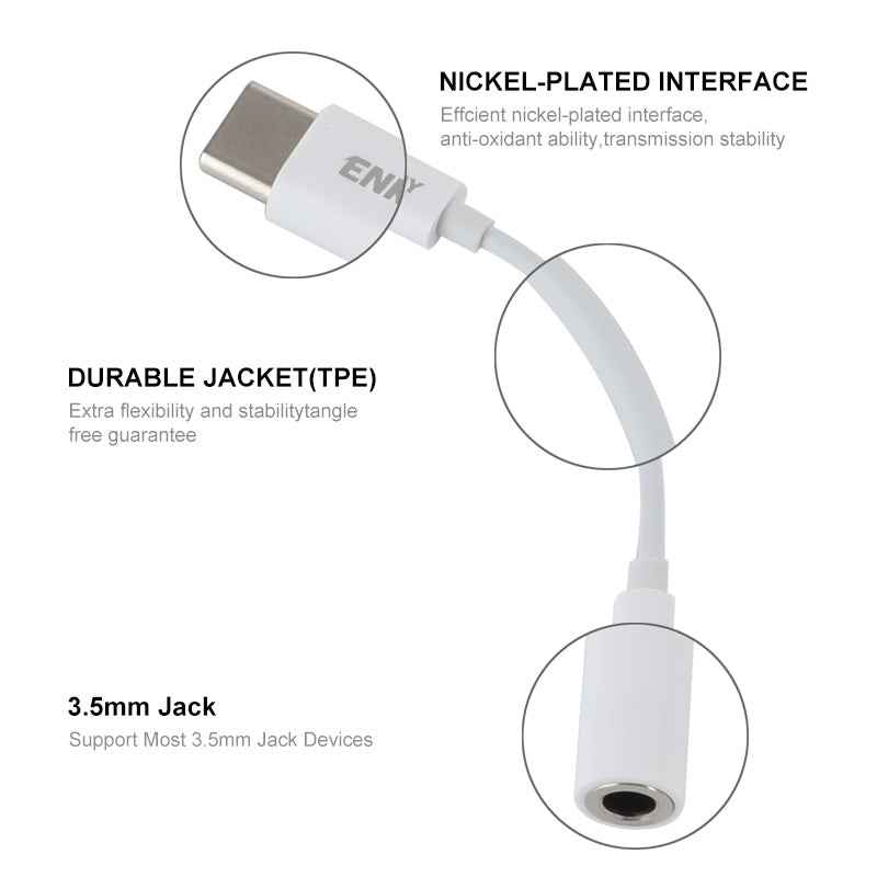 Uniqbuy For USB-C / Type-C to 3.5mm Aux Adapter Digital Decoding Audio Cable