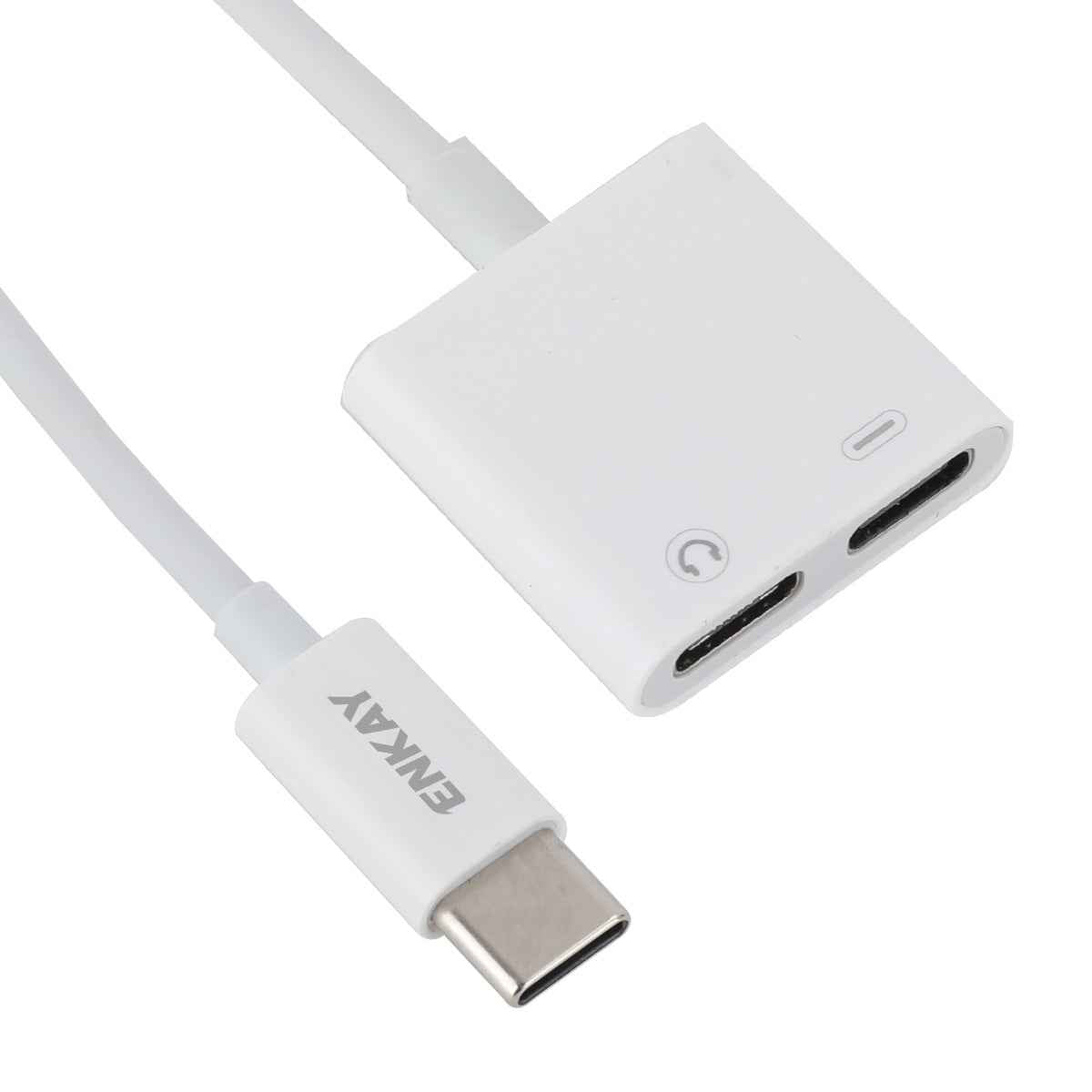 Uniqbuy For ENK-AT105 USB-C / Type-C to Dual Type-C Headphone & Charging Adapter Data Cable