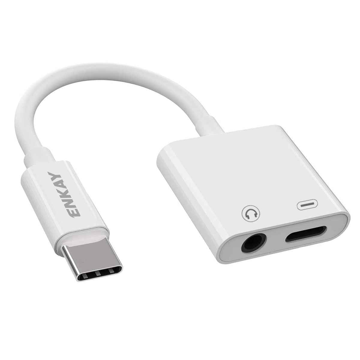 Uniqbuy For ENK-AT106 USB-C / Type-C to 3.5mm Audio + Type-C Headphone & Charging Adapter Data Cable
