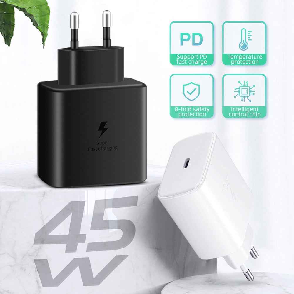 Uniqbuy For M135 45W USB-C / Type-C Port Fast Charger with 5A Type-C to Type-C Cable, EU Plug(Black)