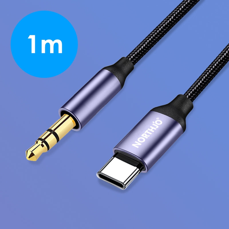 NORTHJO UTM03 Type-C to 3.5mm Audio Aux Jack Headphone Cable, Length:1m