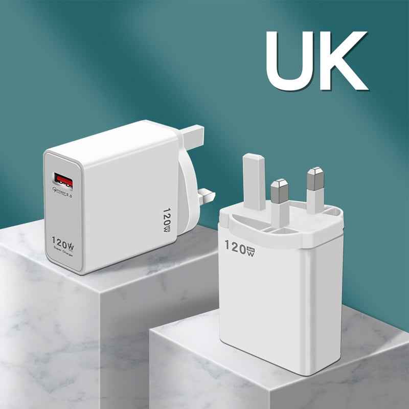 Uniqbuy For 120W USB Super Fast Charging Charger, Plug Size:UK Plug