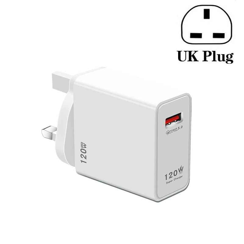 Uniqbuy For 120W USB Super Fast Charging Charger, Plug Size:UK Plug