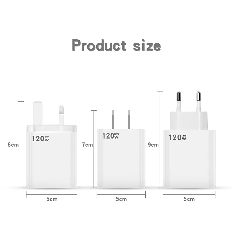 120W USB Super Fast Charging Charger, Plug Size:UK Plug