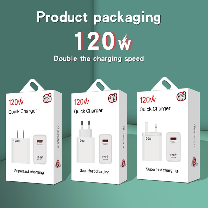 120W USB Super Fast Charging Charger Suitable, Plug Size:EU Plug