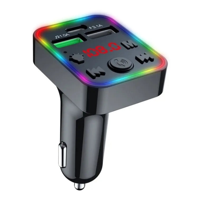 F22 Dual USB Car Charger Smart Bluetooth Calling Car Audio Device 7-Colors LED Car MP3 Player