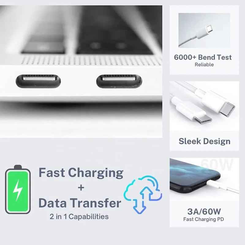 Uniqbuy For XJ-97 60W 3A USB-C / Type-C to Type-C Fast Charging Data Cable, Cable Length:0.5m