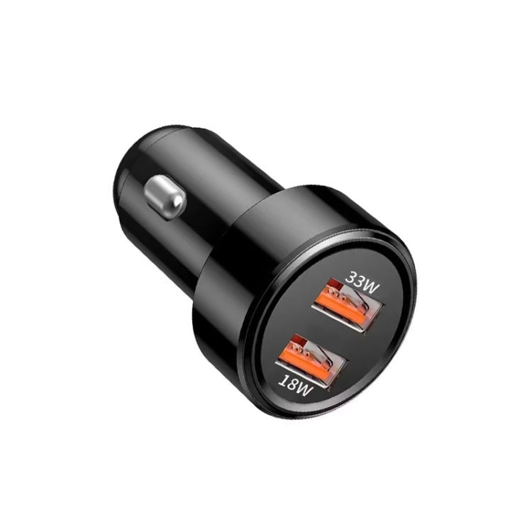 51W Dual Port QC3.0 USB 33W + 18W Fully Compatible Car Charger(Black)