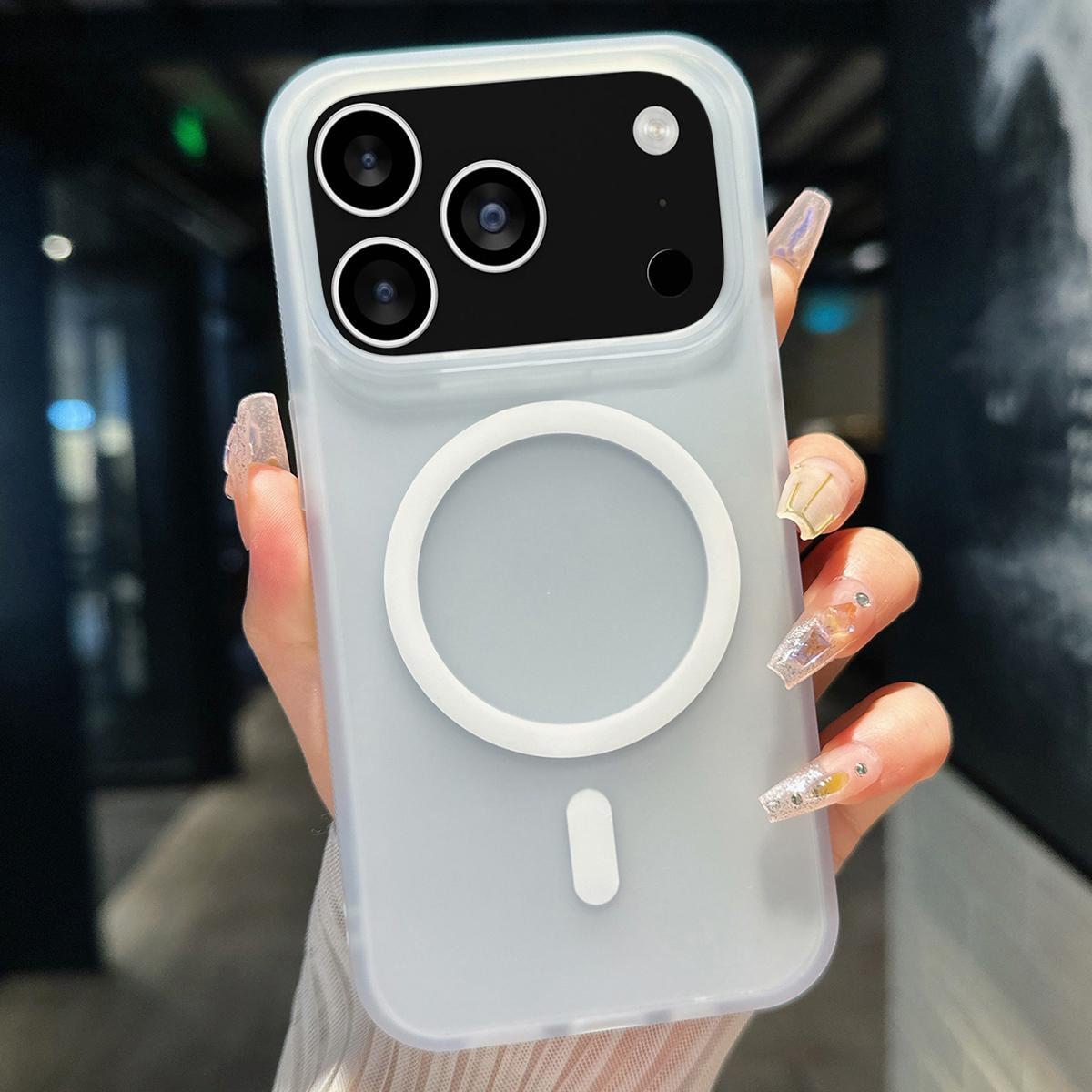 Compatible with iPhone 18 Pro Transparent TPU Dual-Layer PC Magsafe Phone Case - White