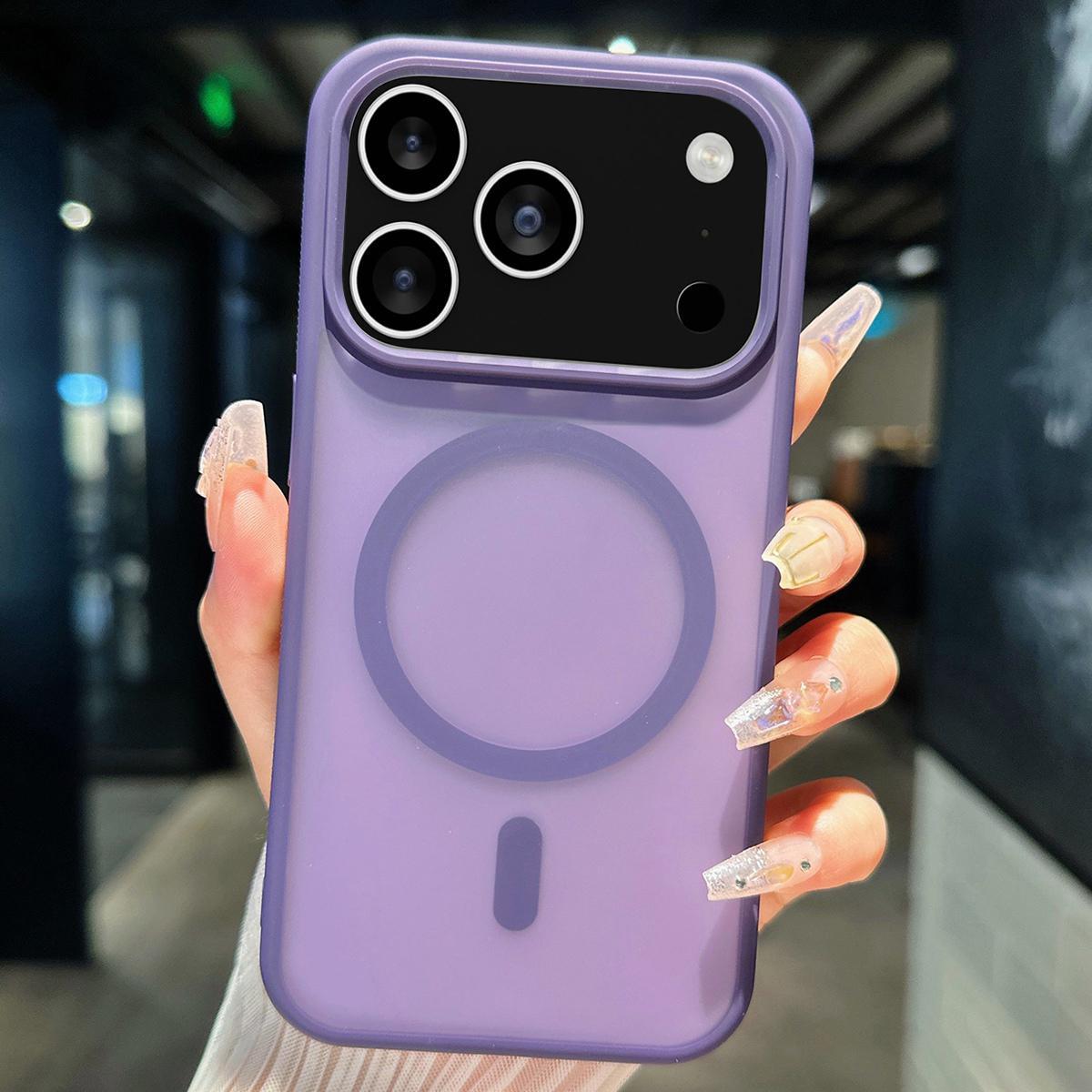 Compatible with iPhone 18 Pro Transparent TPU Dual-Layer PC Magsafe Phone Case - Purple