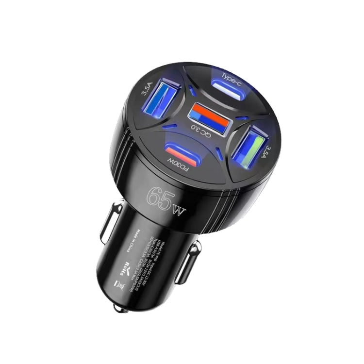 TE-P50 65W PD30W Type-C x 2 + USB x 3 Multi Port Car Charger(Black)