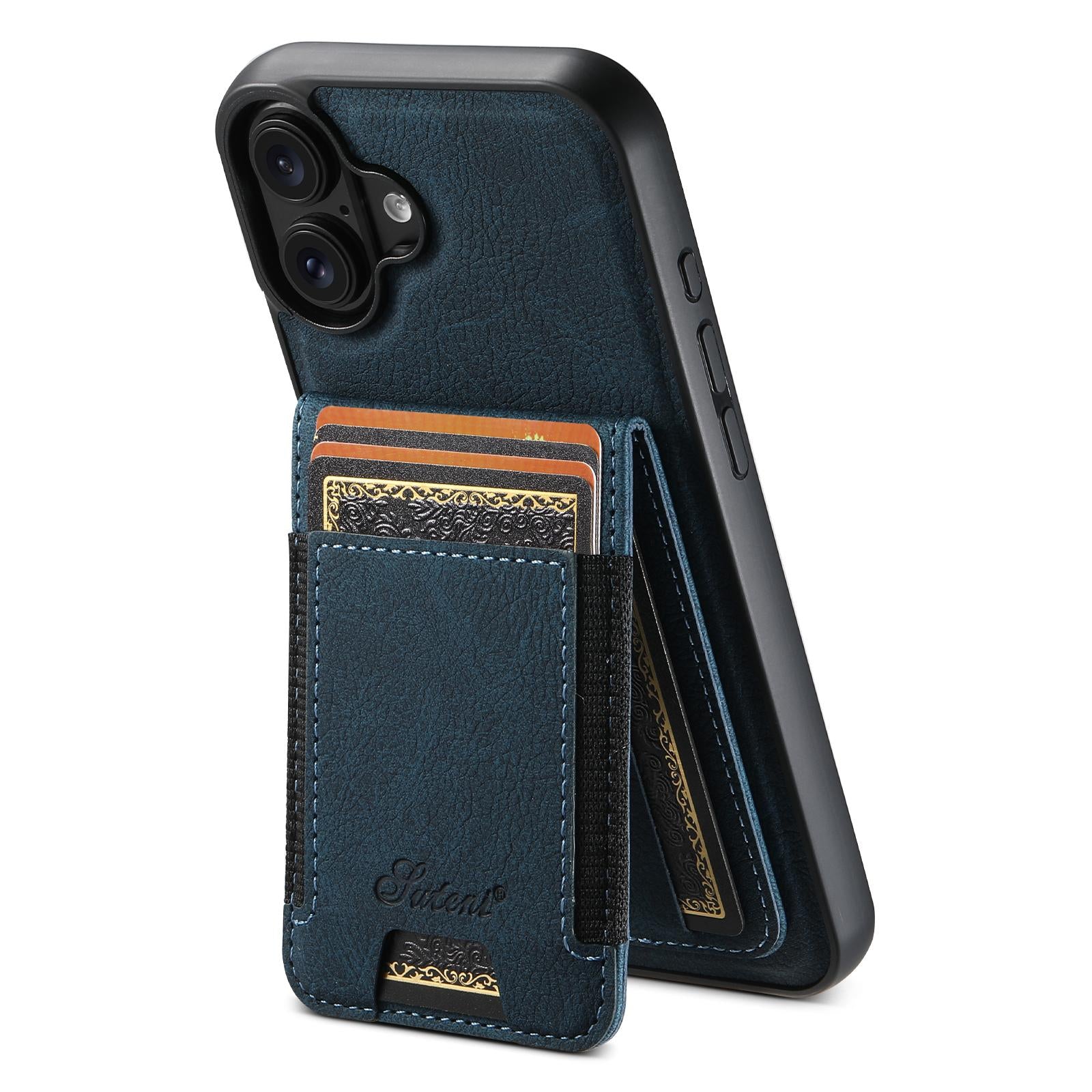Compatible with iPhone 18 Suteni H17 Litchi Texture Leather MagSafe Detachable Wallet Phone Case - Blue