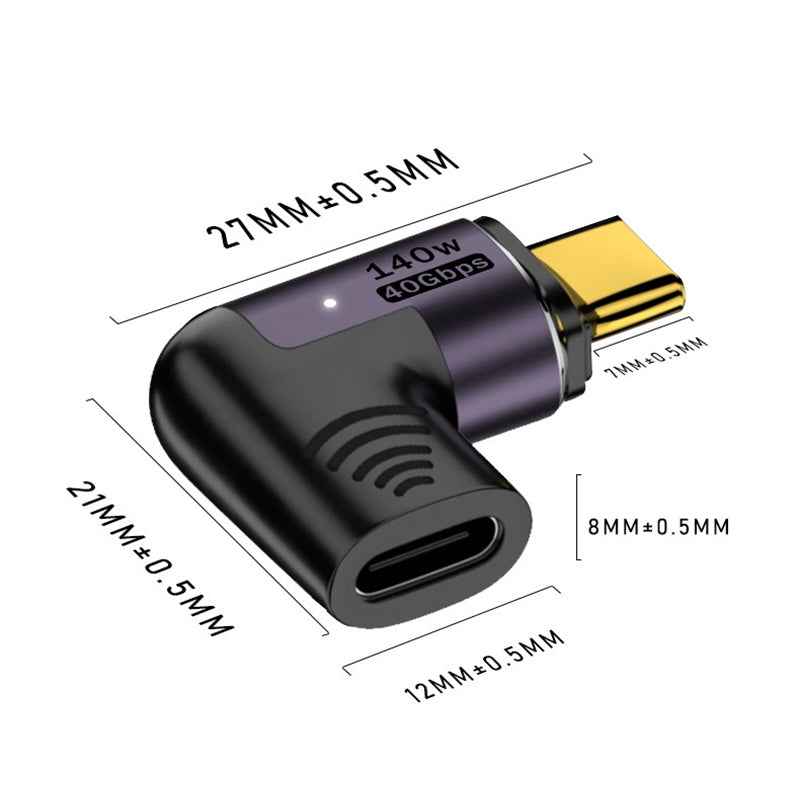Uniqbuy For 140W 5A USB 4.0 USB-C / Type-C to Type-C 40Gbps Data OTG Magnetic Adapter, Spec:L-shape Elbow