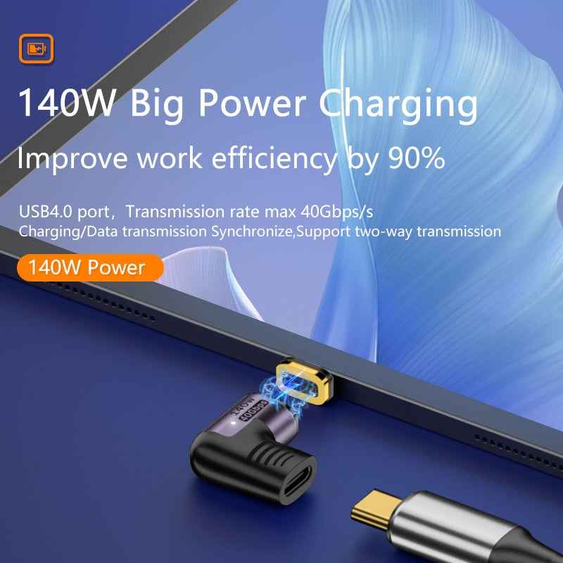 Uniqbuy For 140W 5A USB 4.0 USB-C / Type-C to Type-C 40Gbps Data OTG Magnetic Adapter, Spec:L-shape Elbow