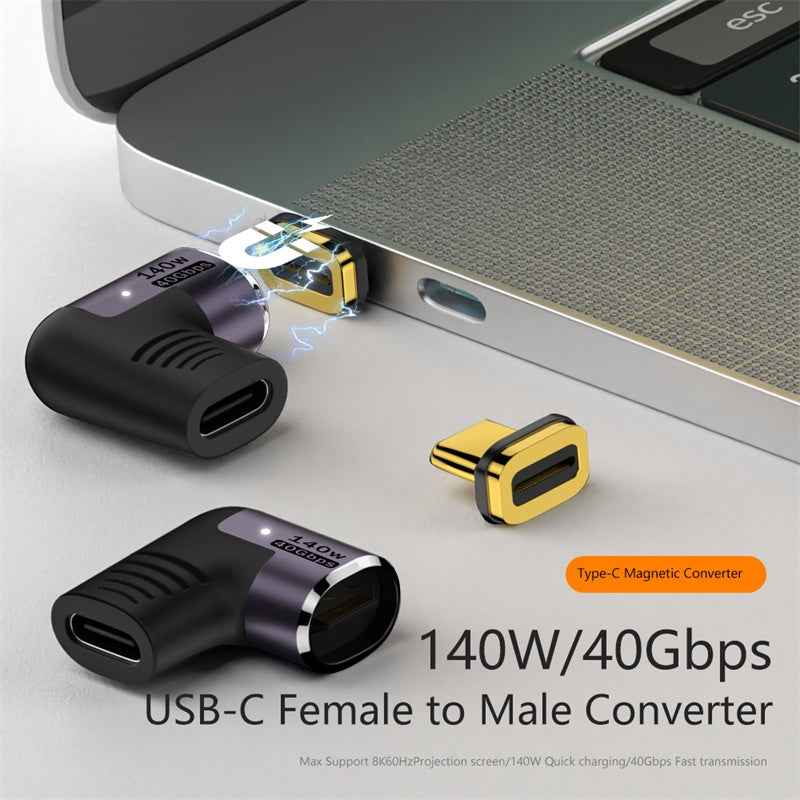 Uniqbuy For 140W 5A USB 4.0 USB-C / Type-C to Type-C 40Gbps Data OTG Magnetic Adapter, Spec:Straight Head