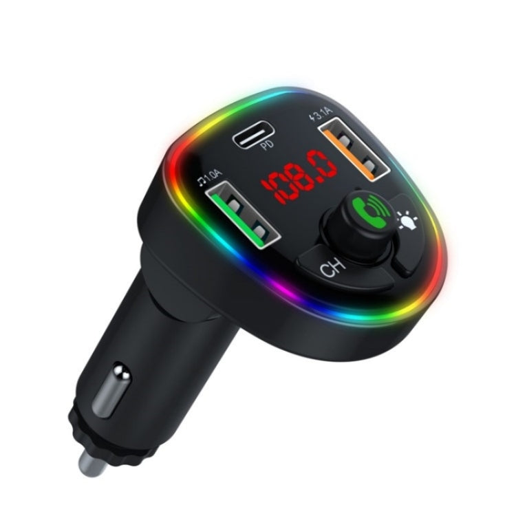 P24 1 Type-C + 2 USB Car Charger Car Bluetooth Music Player Voltage Detection